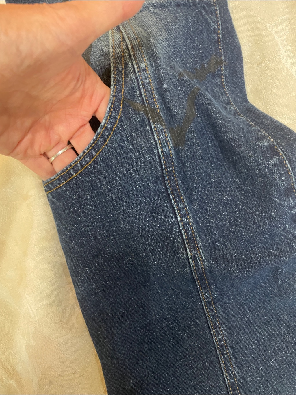 Ditch Bat Streetwear Denim Jeans. Wide Leg High Rise. Fray Hem. Preowned. Size M — image 3 of 8